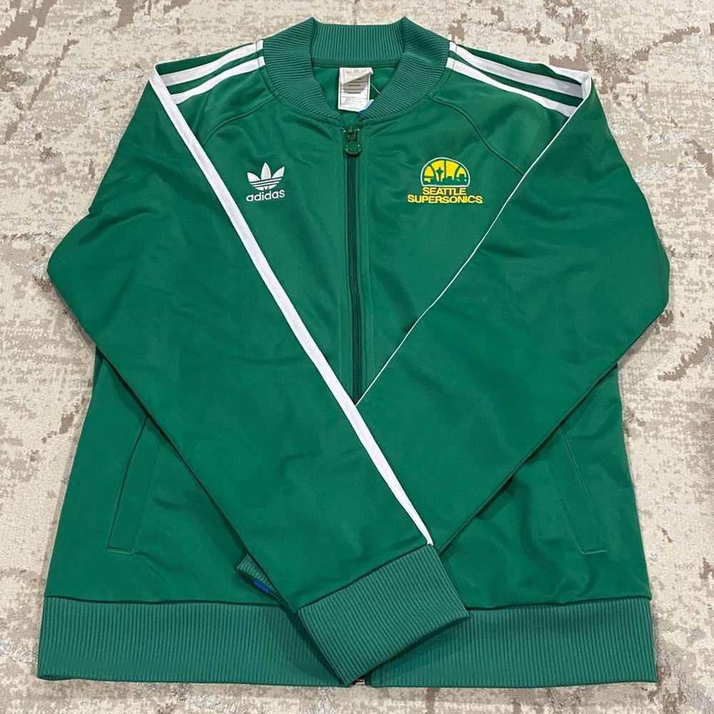 Women’s Adidas  Green Track Jacket with Seattle Supersonics Logo